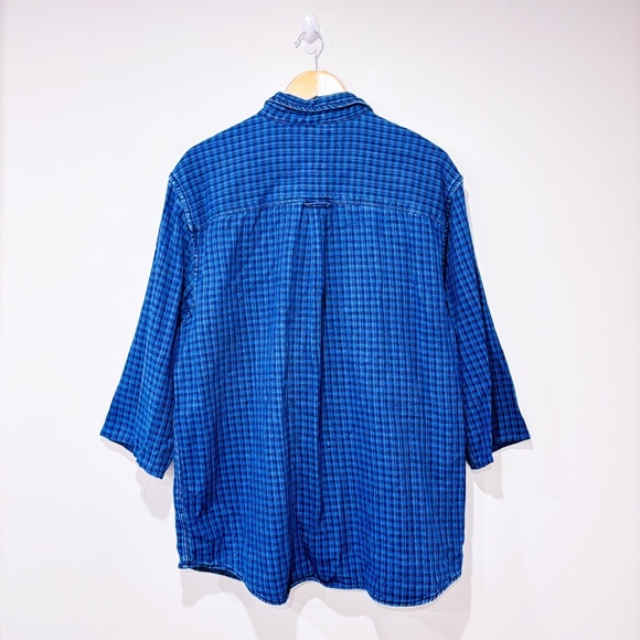 SIMONS Blue plaid cotton button down shirt - Picture 2 of 10